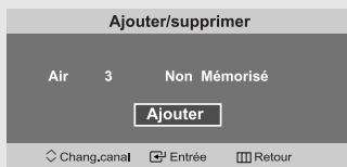Ajouter/supprimer Air 3 Non Mémorisé Ajouter Chang.canal Entrée Retour