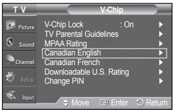 SAMSUNG PN42A450 - How to Set up Restrictions Using "Canadian English" (for Canada Models) - 3