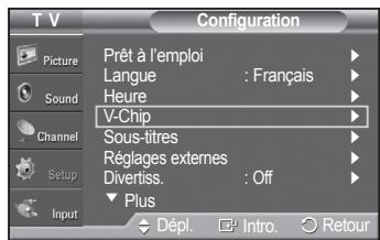 SAMSUNG PN42A450 - Configuration des restrictions à l'aide du système "contrôle TV parental - 1