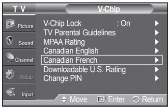 SAMSUNG PN42A450 - How to Set up Restrictions Using "Canadian French" (for Canada Models) - 3