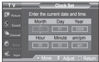 SAMSUNG PN42A450 - Option 1: Setting the Clock Manually - 5