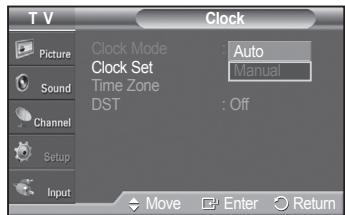 SAMSUNG PN42A450 - Option 1: Setting the Clock Manually - 3