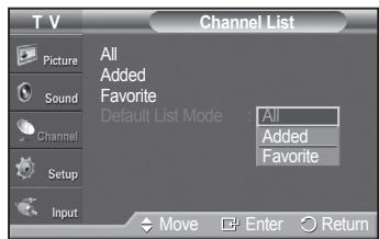 SAMSUNG PN42A450 - Setting the Default Channel List Mode - 2