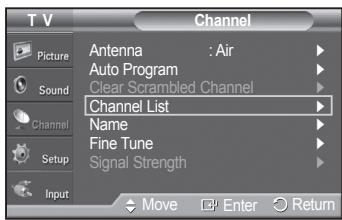 SAMSUNG PN42A450 - Setting the Default Channel List Mode - 1