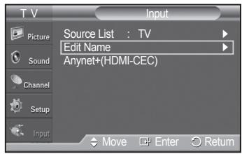 SAMSUNG PN42A450 - To Edit the Input Source Name - 1