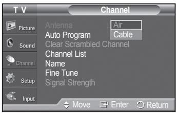 SAMSUNG PN42A450 - Selecting the Antenna - 1