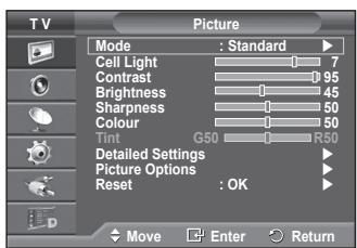 SAMSUNG PS50A416C1D - Customizing the Picture Settings - 1