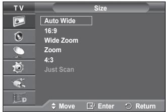 SAMSUNG PS50A416C1D - Positioning and Sizing the screen using Zoom - 3