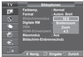 SAMSUNG PS50A416C1D - Auswahlen des Bildschirmmodus: 16:9/Breitenzoom/Zoom/4:3 - 1
