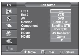 SAMSUNG PS50A416C1D - You can give a name to the external source. - 2