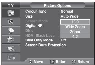 SAMSUNG PS50A416C1D - Positioning and Sizing the screen using Zoom - 5
