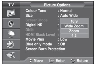SAMSUNG PS50A550 - Screen Mode: 16:9/Wide Zoom/Zoom/4:3 - 1
