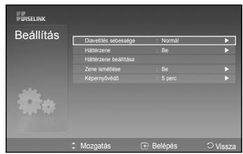 SAMSUNG PS50A550 - A Beallitás menüben a WISELINK menu felhasználoi beallitásai lathatók. - 2