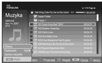 SAMSUNG PS50A550 - W tym menu są pokazwyne pliki MP3 zapisane w urzadzeniu pAMIci USB. - 2