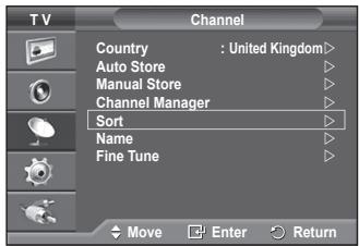 SAMSUNG PS50A550 - Sorting the Stored Channels - 1