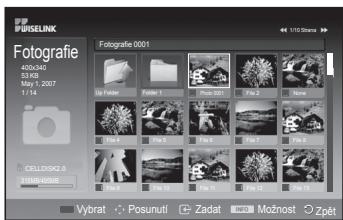 SAMSUNG PS50A550 - V teto nabidce se zobrazuji soubory ve formatu JPEG a slozky ulozené v pametovém zarizení USB. - 2