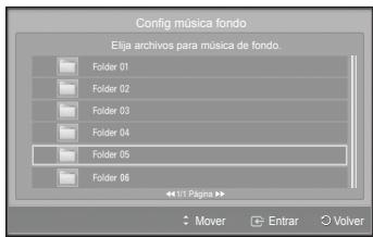 SAMSUNG PS50A550 - Configuración de la música de fondo: - 1