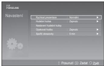 SAMSUNG PS50A550 - Nastavení zobrazije uživatelská nastavení v nabídce WISELINK. - 2
