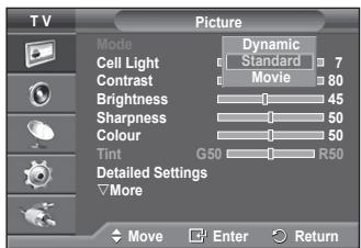 SAMSUNG PS50A550 - Changing the Picture Standard - 2