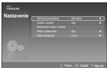 SAMSUNG PS50A550 - Nastavenie zobrazi nastavenia použivate'la pre ponuku WISELINK. - 2
