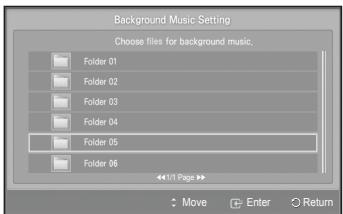 SAMSUNG PS50A550 - Background Music Setting: - 1