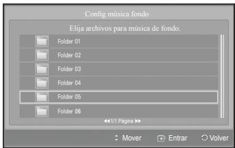 SAMSUNG PS50A550 - Configuración de la música de fondo: - 1