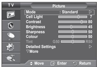 SAMSUNG PS50A550 - Customizing the Picture Settings - 1