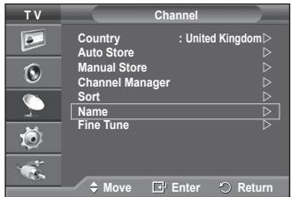 SAMSUNG PS50A550 - Assigning Names to Channels - 1
