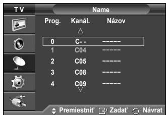 SAMSUNG PS50A550 - Priradenie názvov kanálov - 2