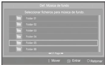 SAMSUNG PS50A550 - Definições da Música de Fundo: - 1