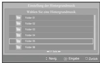 SAMSUNG PS50A550 - Einstellung der Hintergrundmusik: - 5