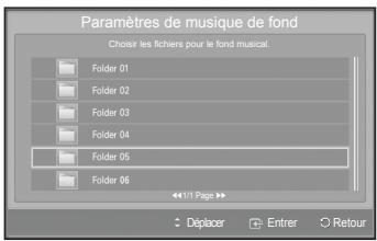 SAMSUNG PS50A550 - Paramètres de musique de fond : - 1