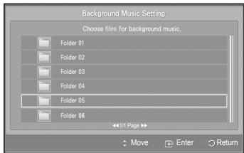 SAMSUNG PS50A550 - Background Music Setting: - 1