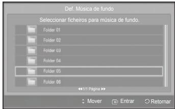 SAMSUNG PS50A550 - Definições da Música de Fundo: - 1