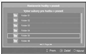 SAMSUNG PS50A550 - Nastavenie hudby v pozadi: - 1