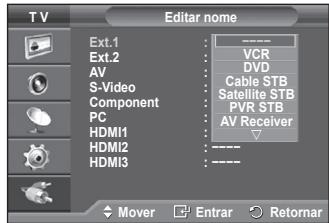 SAMSUNG PS50A550 - Pode attribuir um nome à fonte externa. - 2