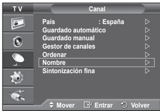 SAMSUNG PS50A550 - Asignación de nombres a los canales - 1