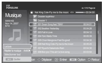 SAMSUNG PS50A550 - Ce menu permet d'afficher des fichiers MP3 enregistrés sur une unité de stockage USB. - 2