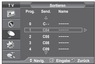 SAMSUNG PS50A550 - Sortieren der gespeicherten Kanäle - 2