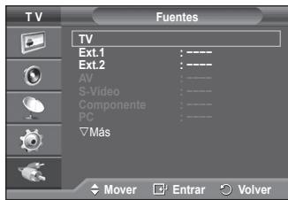SAMSUNG PS50A550 - Visualización de las fuentes de senales externas - 2