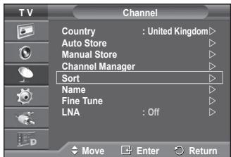 SAMSUNG PS50A557 - Sorting the Stored Channels - 1