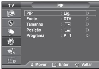 SAMSUNG PS50A557 - PIP Imagem em Imagem: PIP (Lig./Deslig.)/Fonte/Posicao/Programa - 3