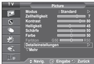 SAMSUNG PS50A557 - Das Gerät verfügbar über mehrere Einstellmöglichkeiten für die Bildqualität: - 1