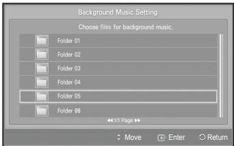 SAMSUNG PS50A557 - Background Music Setting: - 1