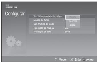 SAMSUNG PS50A557 - Velocidade da Apresentacao de Diapositivos: - 1