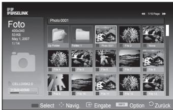 SAMSUNG PS50A557 - Dieses Menu zeigt auf einer Speicherkarte gespeicherte Ordner und JPEG-Dateien an. - 2