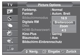 SAMSUNG PS50A557 - Bildgroße und Bildposition mit der Zoom-Funktion ändern - 1