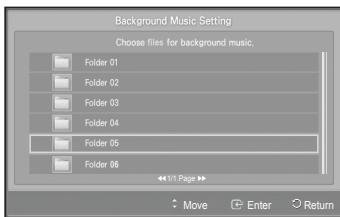 SAMSUNG PS50A557 - Background Music Setting (Nastavitev glasbe za ozadje): - 1