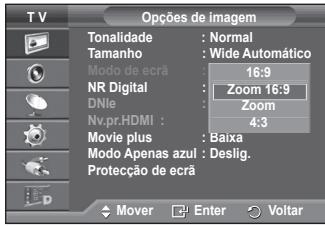 SAMSUNG PS50A557 - Posicionar e dimensional o écrà'utilizando a opção Zoom - 1