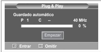 SAMSUNG PS50A557 - Cuando el televisor se enciende por prima vez, algunos values se estacelen de forma automatica y correlativa: Estan disponible los ajustes siguientes. - 7